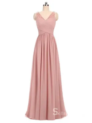 A-line V neck Lace Bridesmaid Dress Cheap Bridesmaid Dresses BRD022