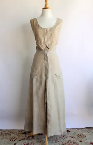 Antique 1900s Linen Skirt and Waistcoat