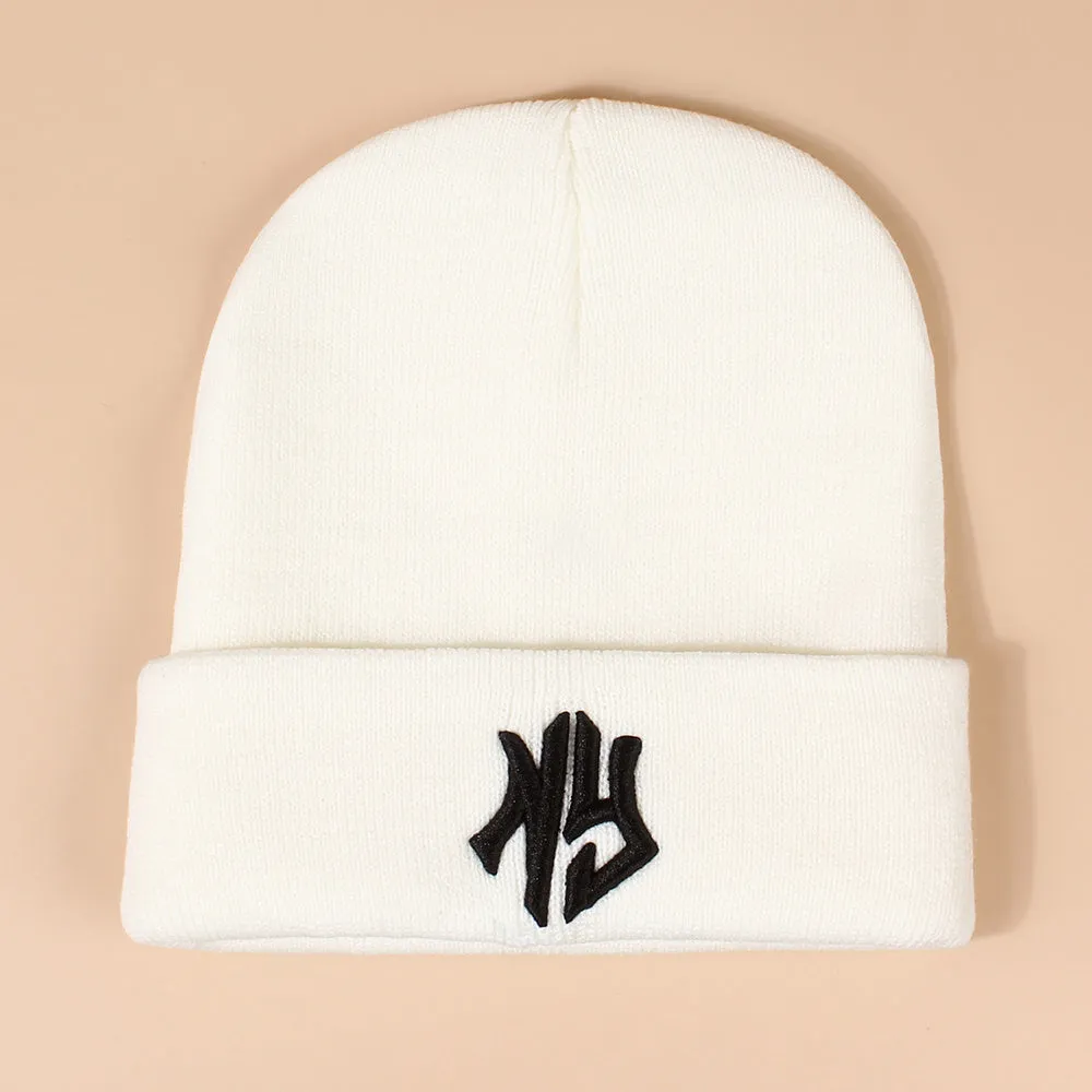 Chic Black  White Couple Beanies with Embroidered Letters