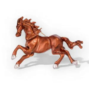 Elegant Brown Enamel Horse Brooch