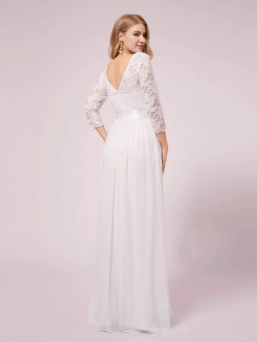 Full-sleeves Lace Bodice Maxi Maternity Dress