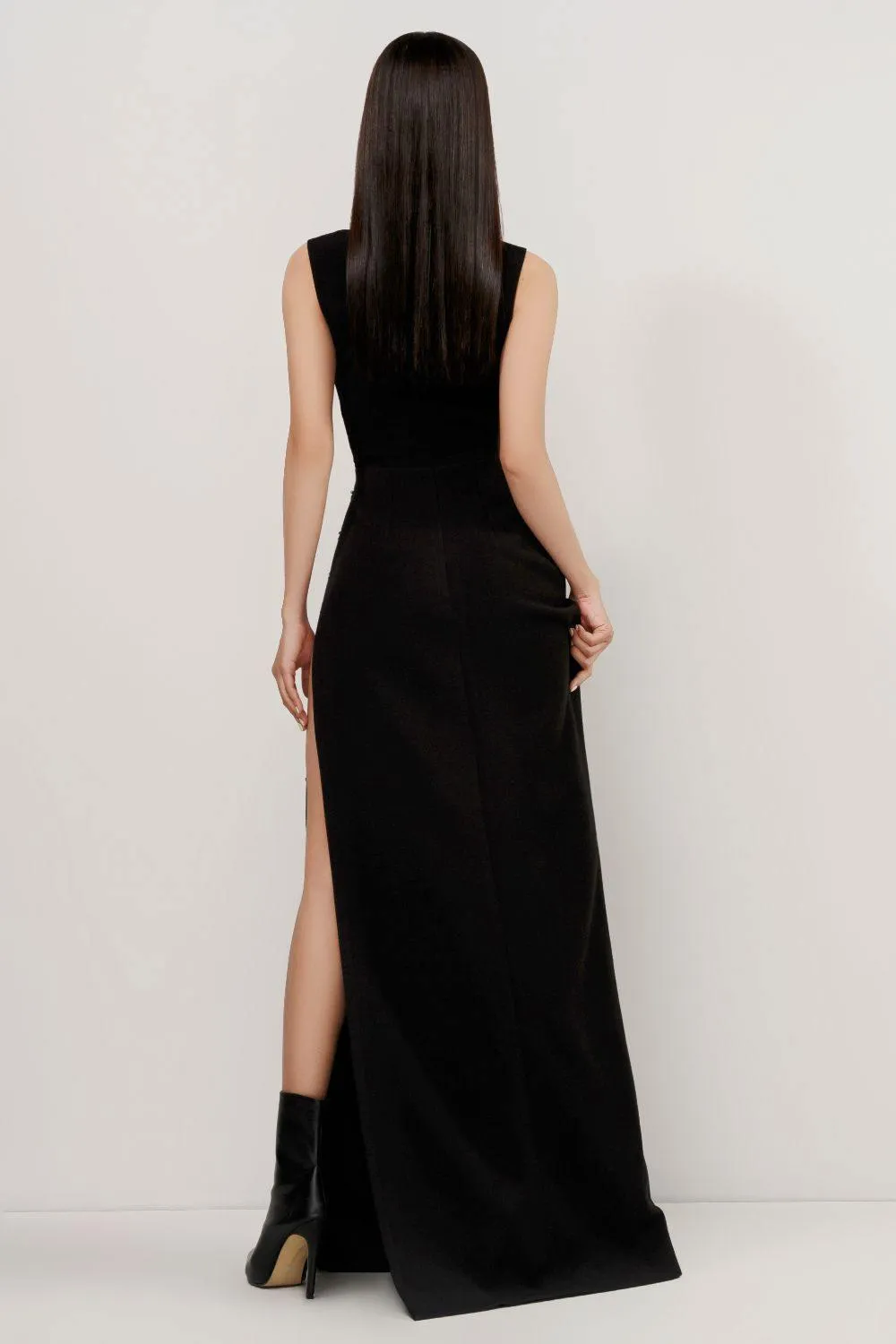 Galvin Slit Asymmetric Neck Cotton Maxi Dress