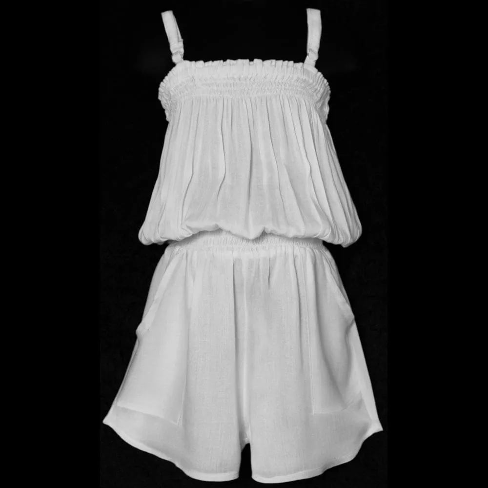 Girls White Romper (Ages: 4, 6, 8)