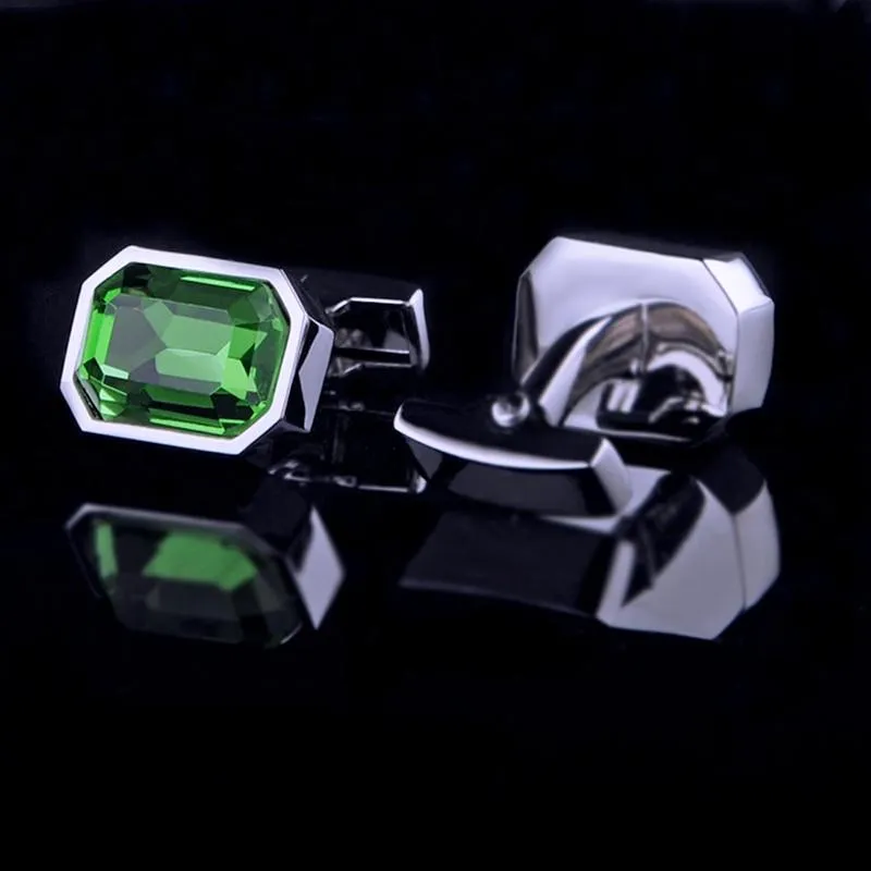 GREEN CRYSTAL CUFFLINKS