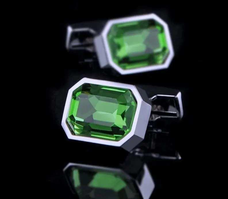 GREEN CRYSTAL CUFFLINKS