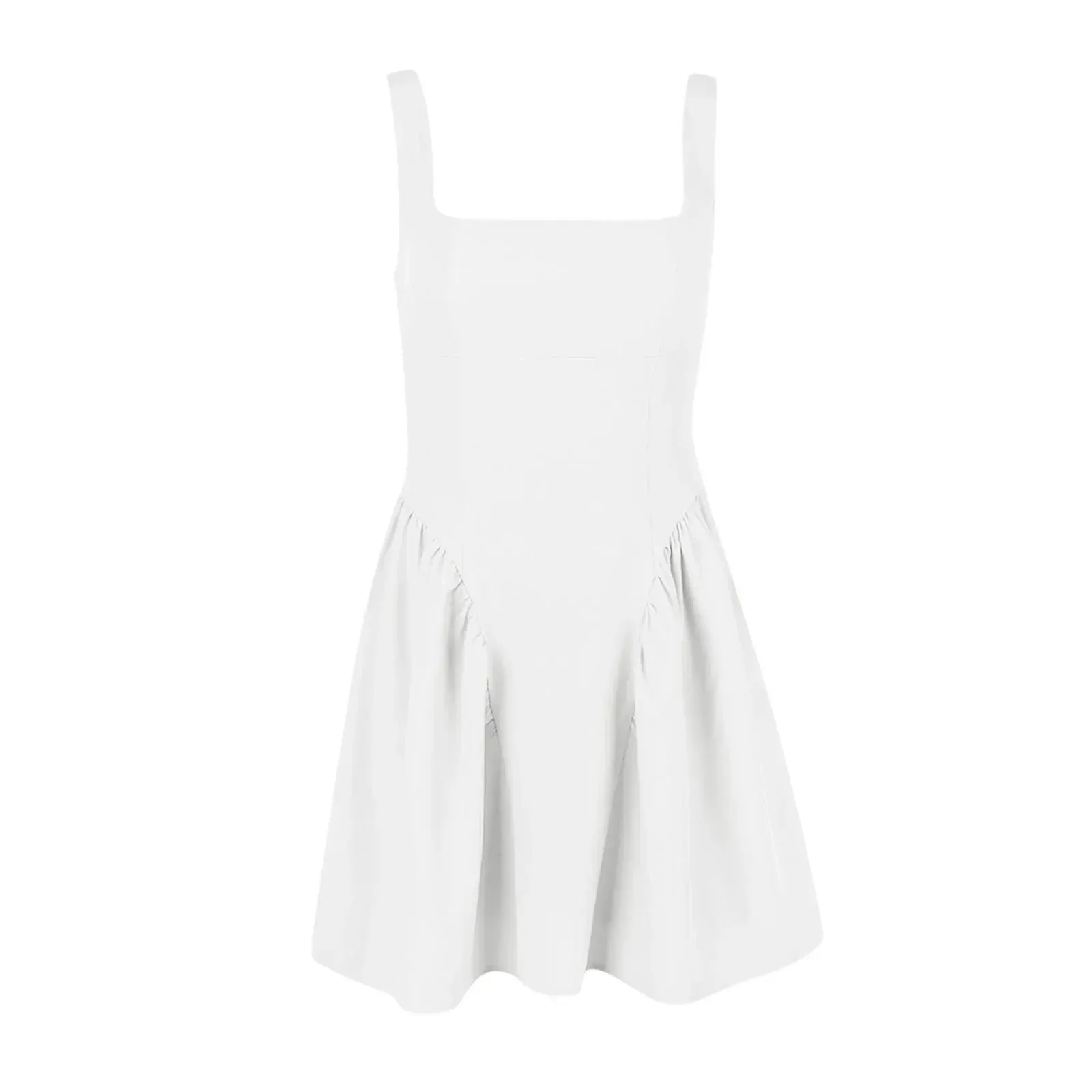 Ins Style White Backless Fluffy Sexy Bow Strap Vacation Travel Halter Mini Summer Dress