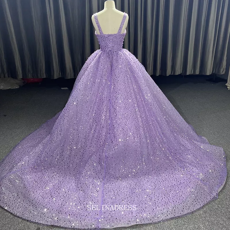 Lilac Princess Dress Ball Gown Beaded Prom Dress Pageant Dress DY9921