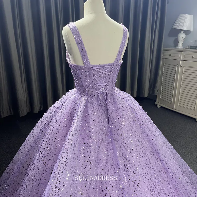 Lilac Princess Dress Ball Gown Beaded Prom Dress Pageant Dress DY9921