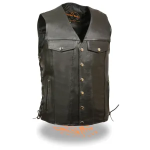 Men's Denim Pocket Side Lace Vest