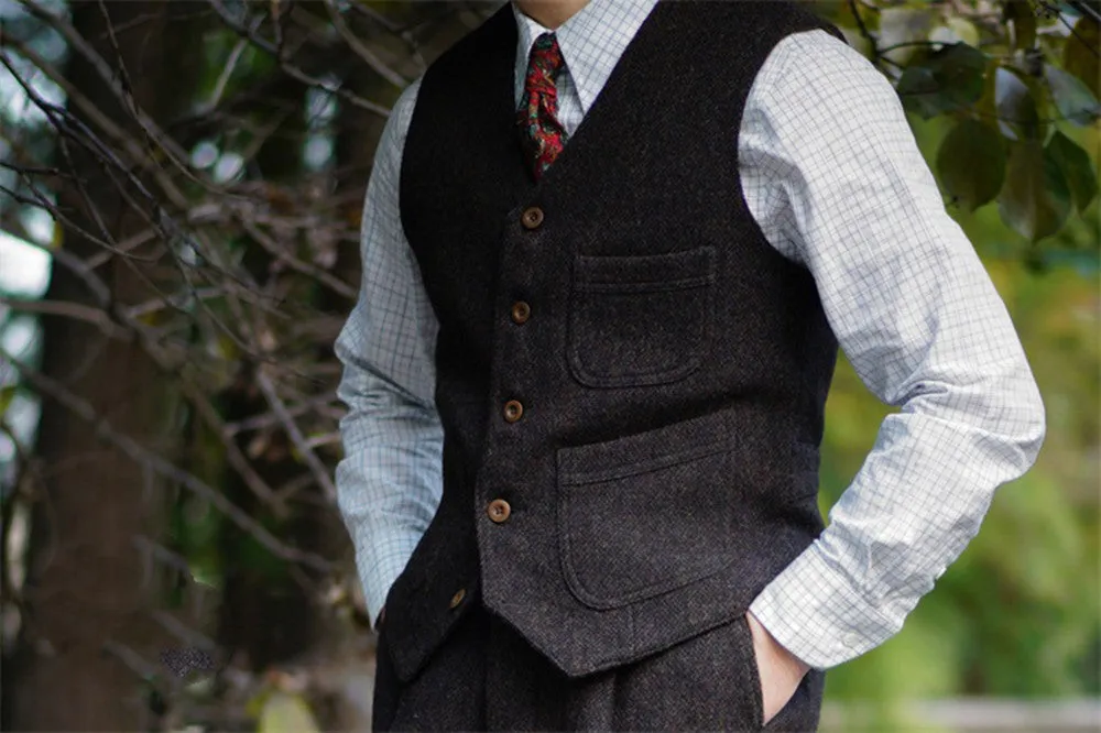 Men's Tweed Hunting Vest Chocolate