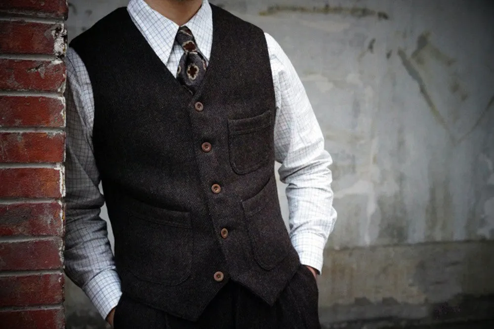 Men's Tweed Hunting Vest Chocolate