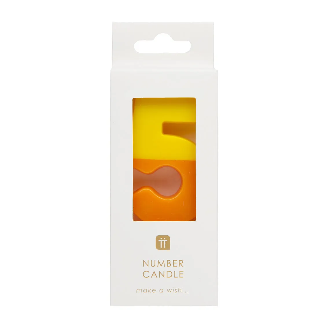 Orange and Yellow Birthday Number Candle - 5