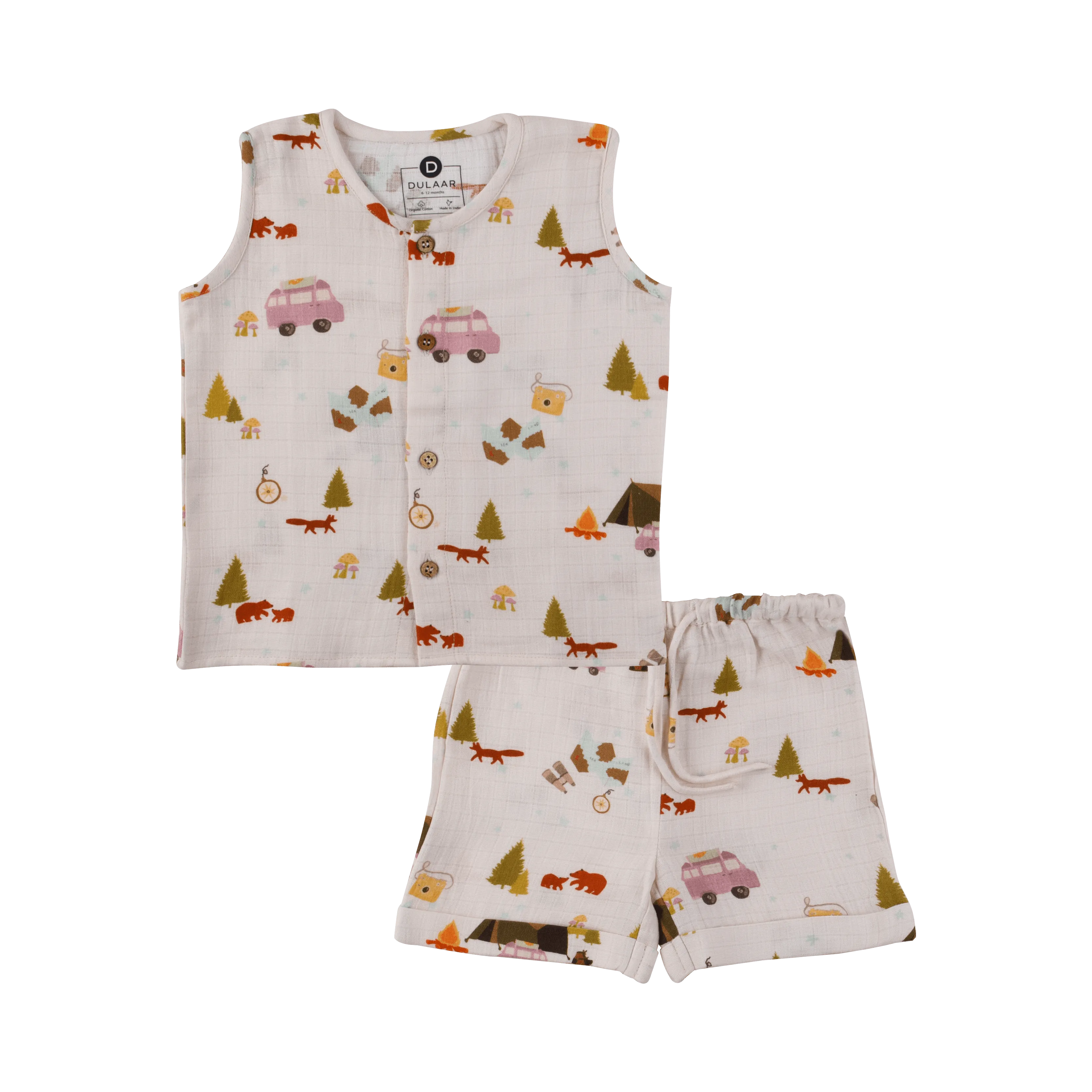 Organic Muslin Vest & Shorts Set | Bubble Pops