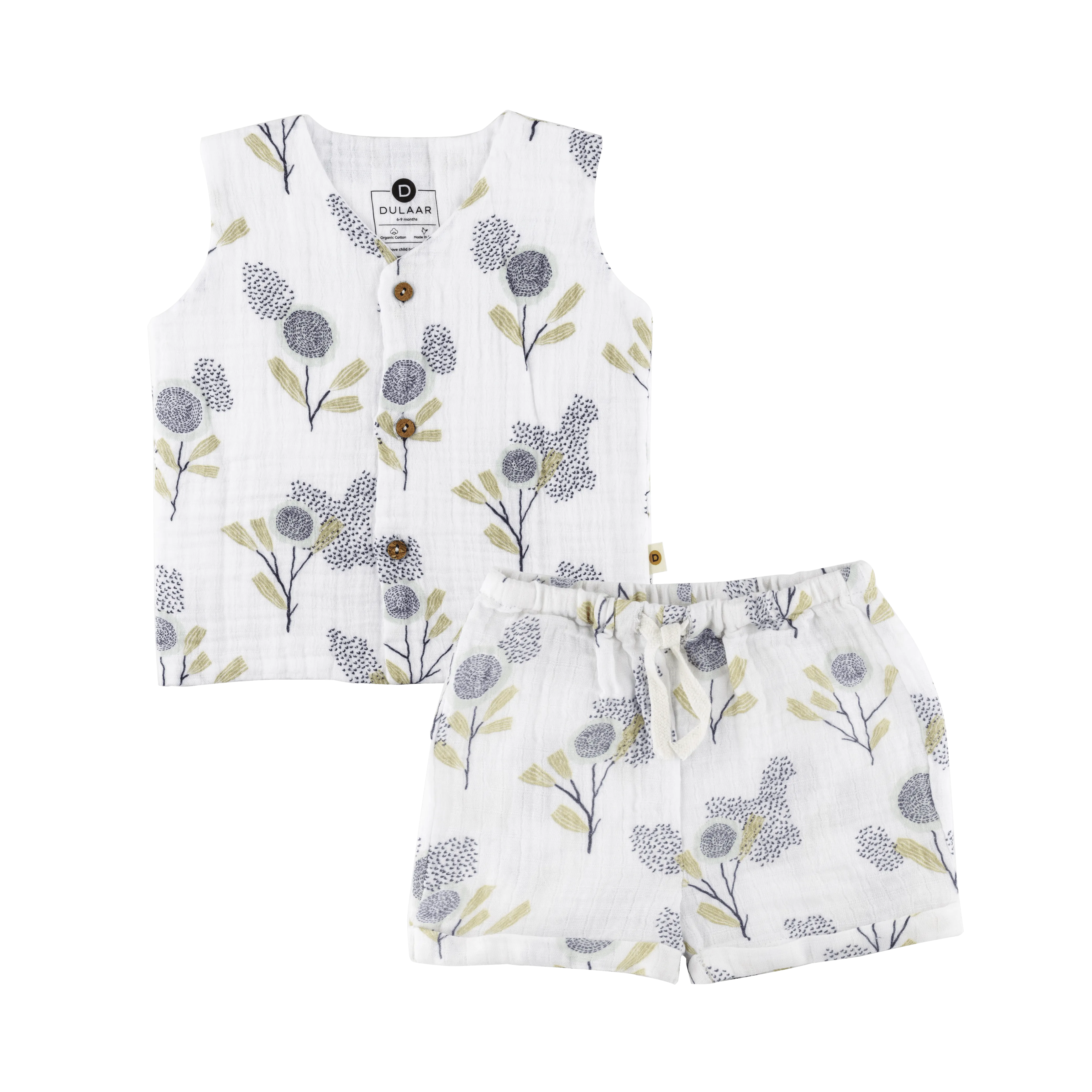 Organic Muslin Vest & Shorts Set | Bubble Pops