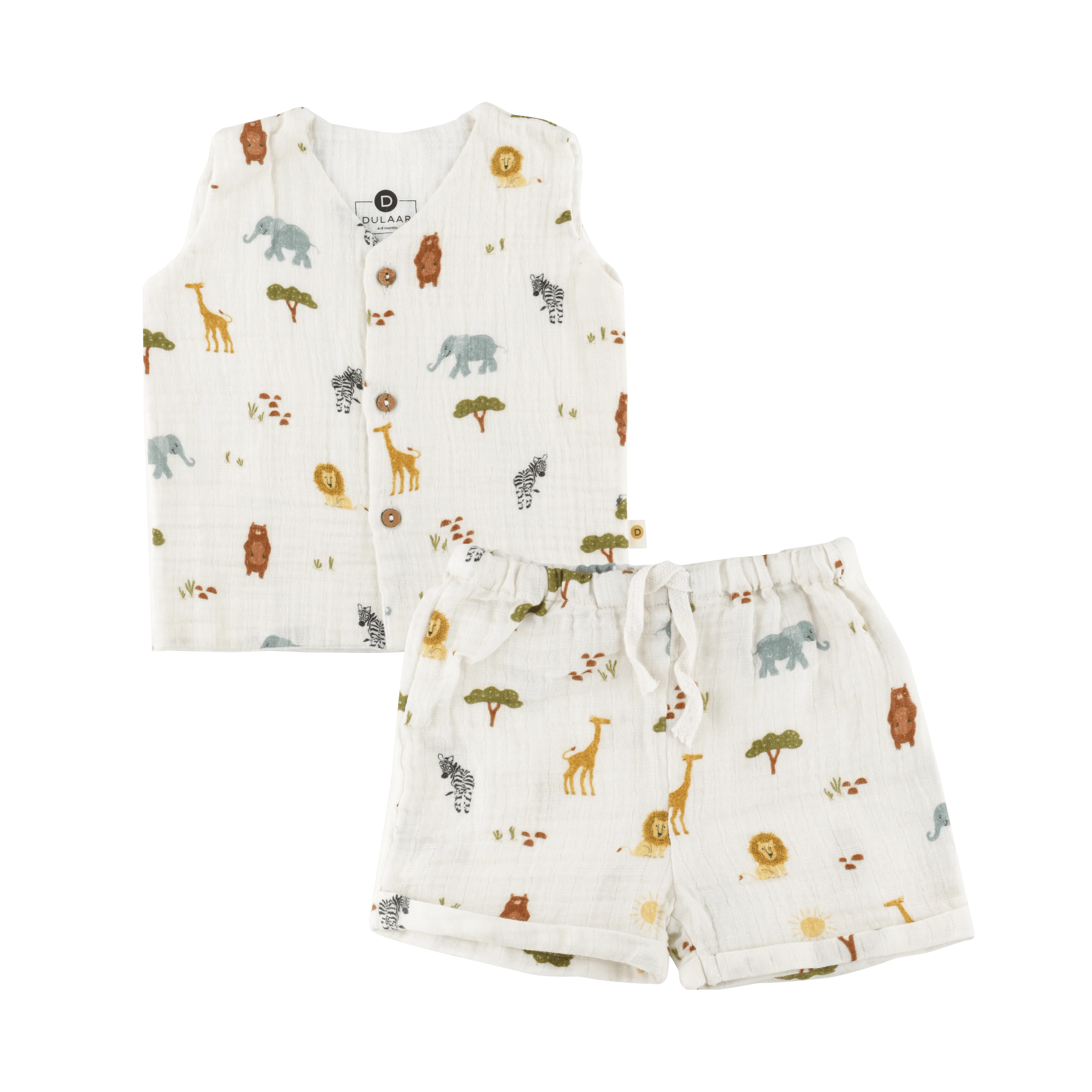 Organic Muslin Vest & Shorts Set | Bubble Pops