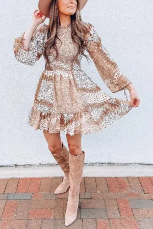 Paisley Floral Print Smock Mini Dress