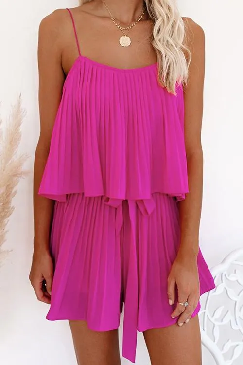 Pleated Belted Slip Mini Dress