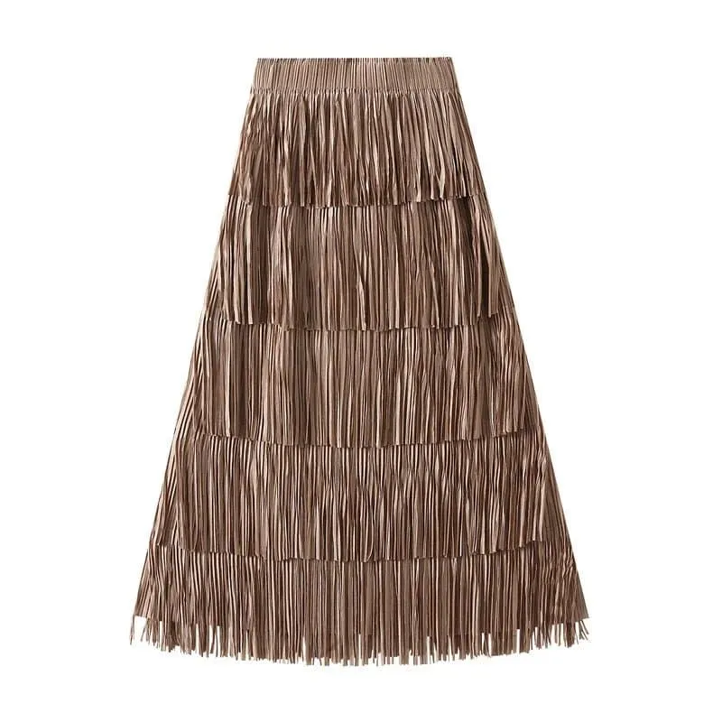 Pleated Tassel Long Skirts