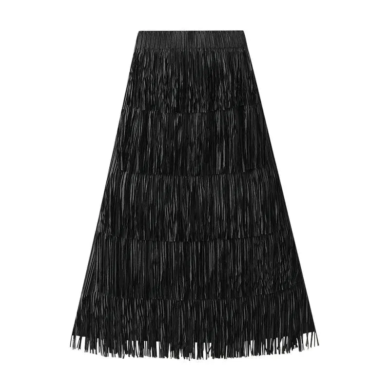 Pleated Tassel Long Skirts