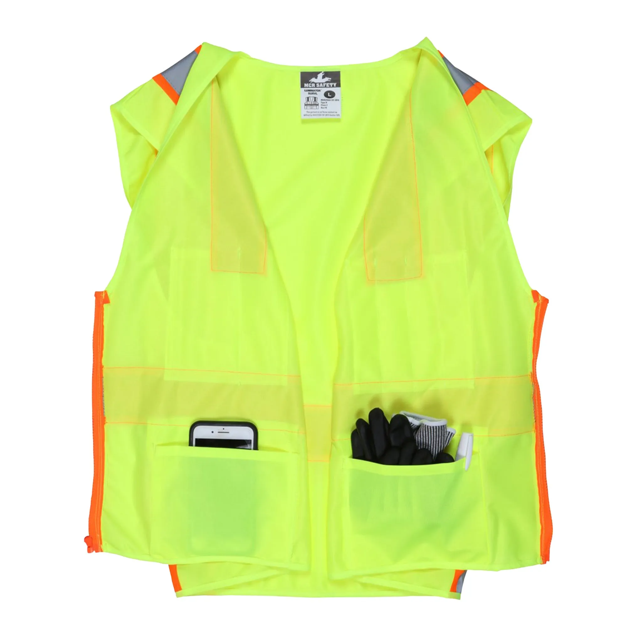 Premium Solid Surveyor Safety Vest With Zipper