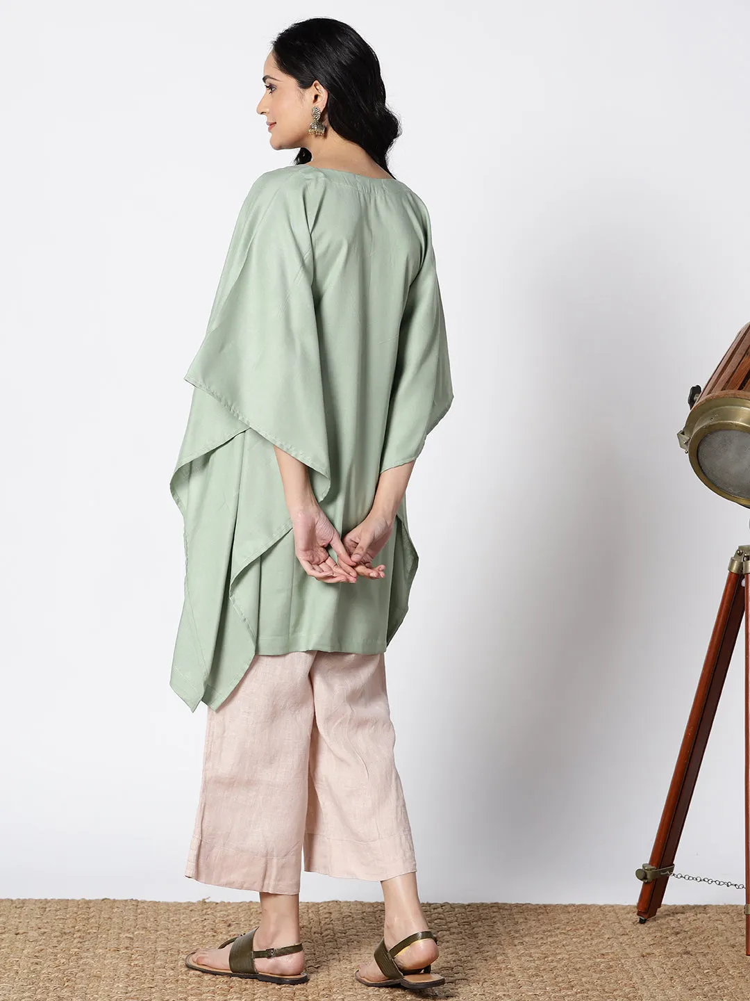 SageGreen Rayon KaftanKurta - Matcha