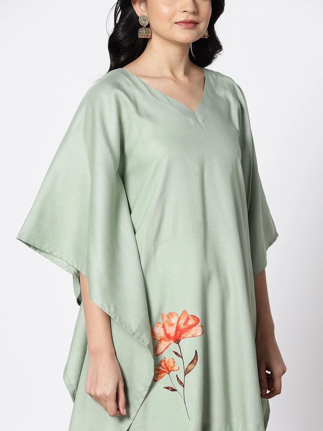 SageGreen Rayon KaftanKurta - Matcha