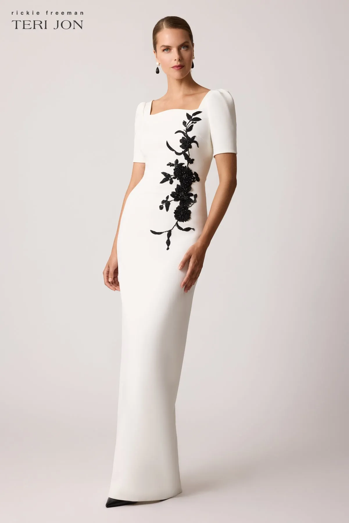 Scallop Stretch Crepe Gown