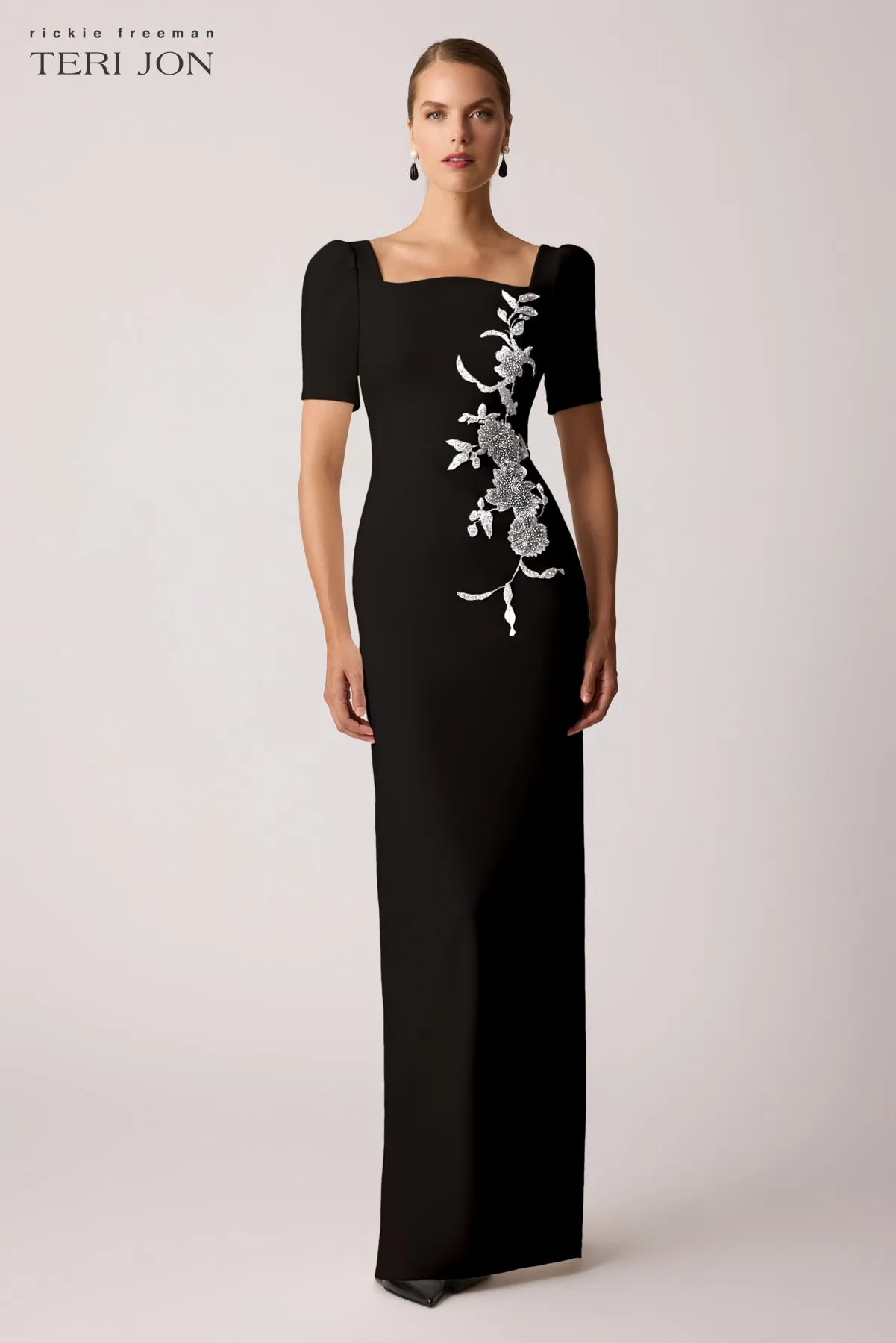 Scallop Stretch Crepe Gown