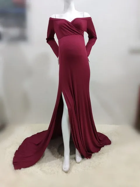 Sexy Shoulderless Maternity Maxi Gown