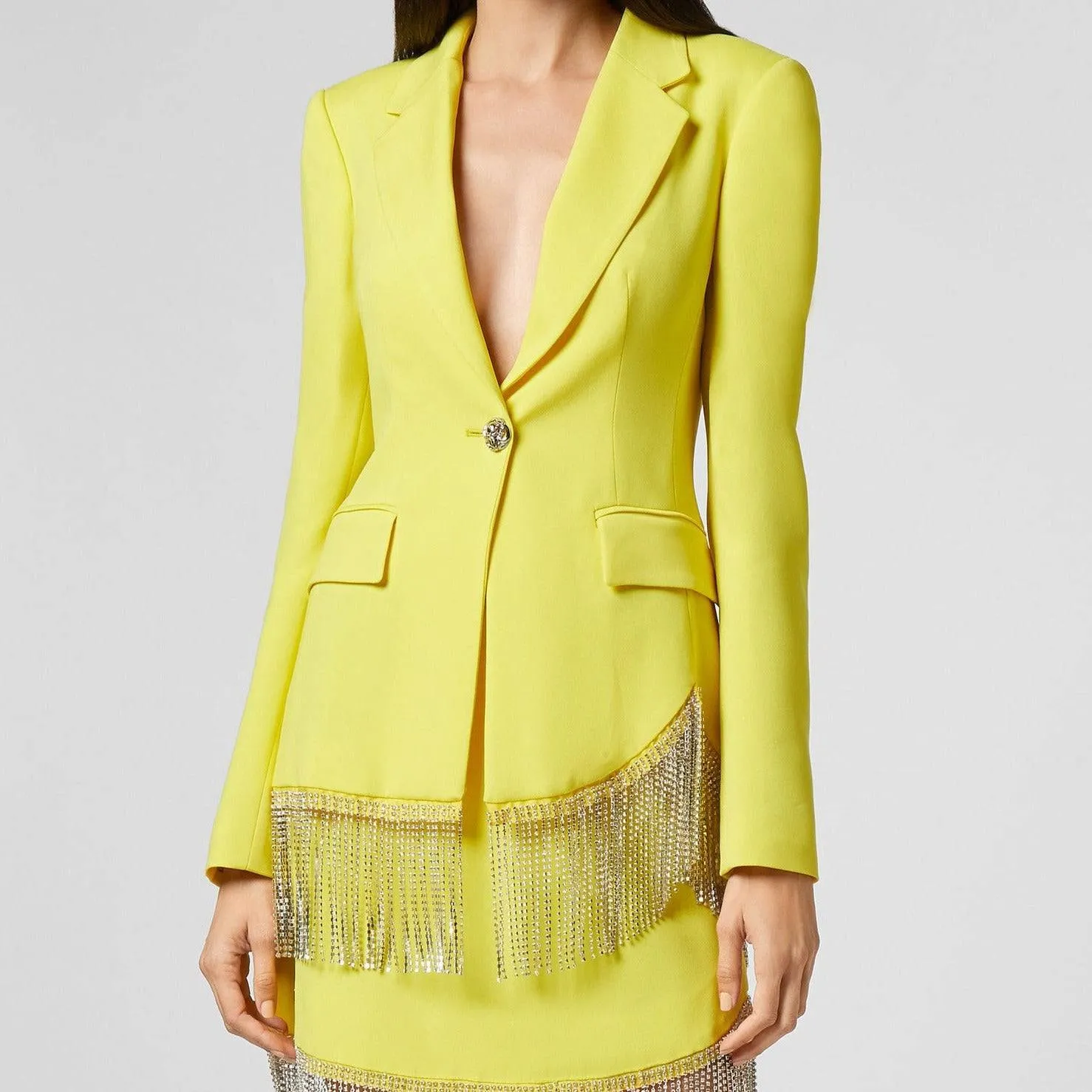 Sophia Full Color Crystal Fringe Blazer Suit