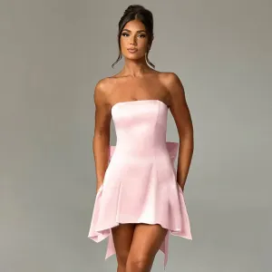 Chic Strapless Mini Dress with Bow Accents - Sexy Summer Style