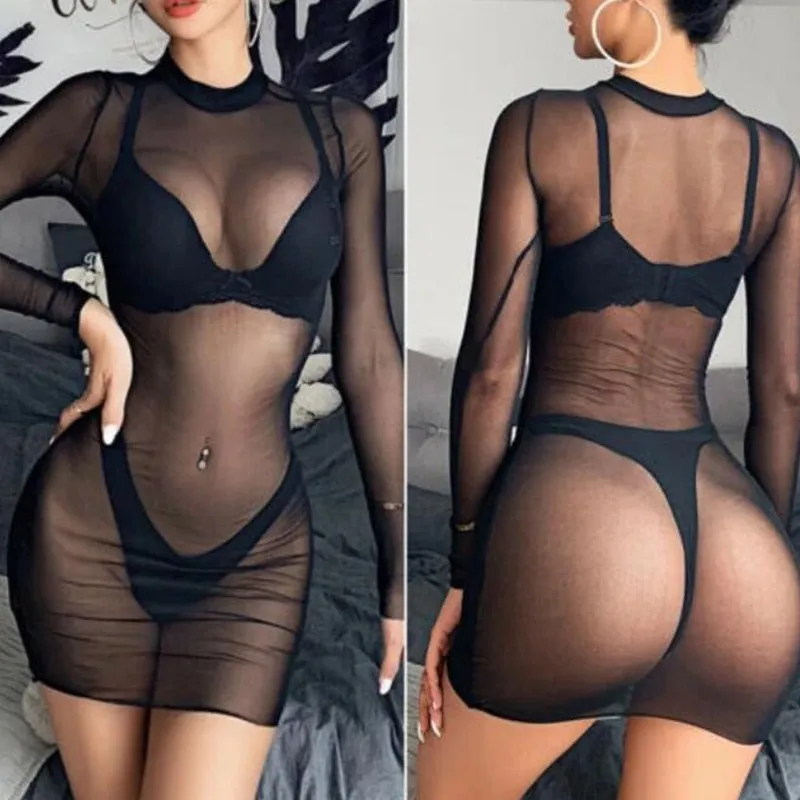 TEEK - Temptation Sheer Long Sleeve Mini Dress