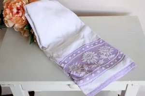 Vintage 1980s Martex Terrycloth Towel In Purple And White